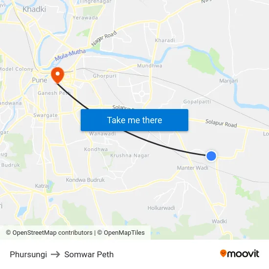 Phursungi to Somwar Peth map