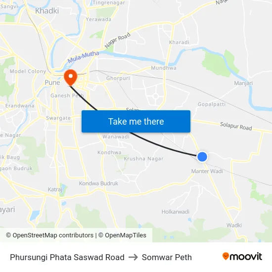 Phursungi Phata Saswad Road to Somwar Peth map