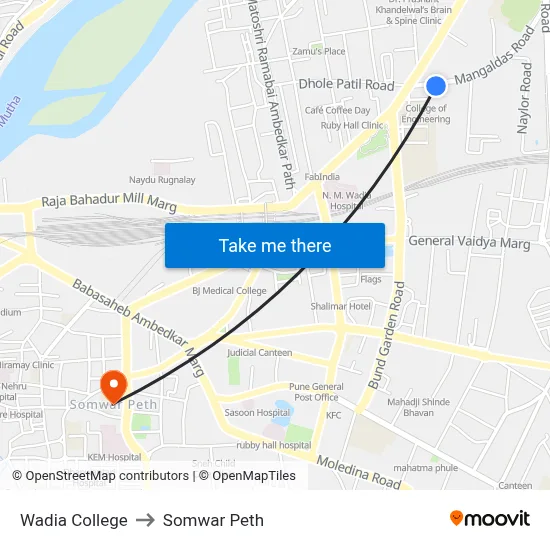 Wadia College to Somwar Peth map