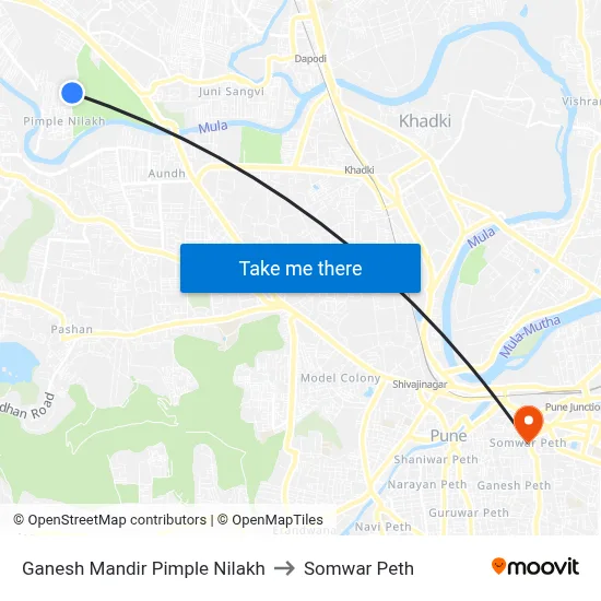 Ganesh Mandir Pimple Nilakh to Somwar Peth map