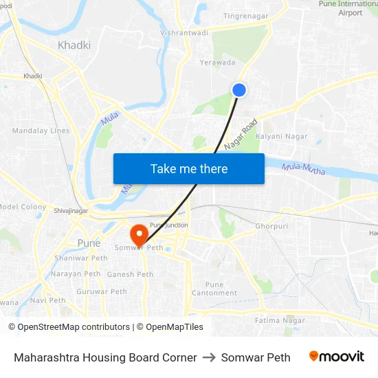 Maharashtra Housing Board Corner to Somwar Peth map