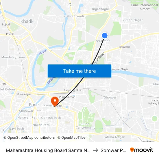 Maharashtra Housing Board Samta Nagar to Somwar Peth map