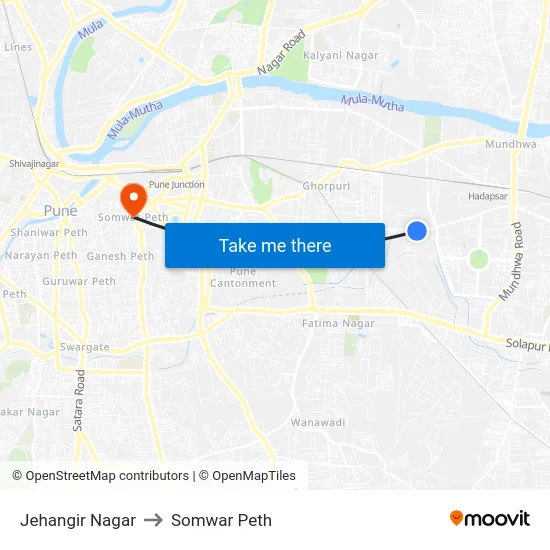 Jehangir Nagar to Somwar Peth map