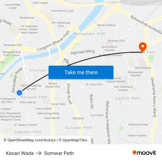 Kesari Wada to Somwar Peth map