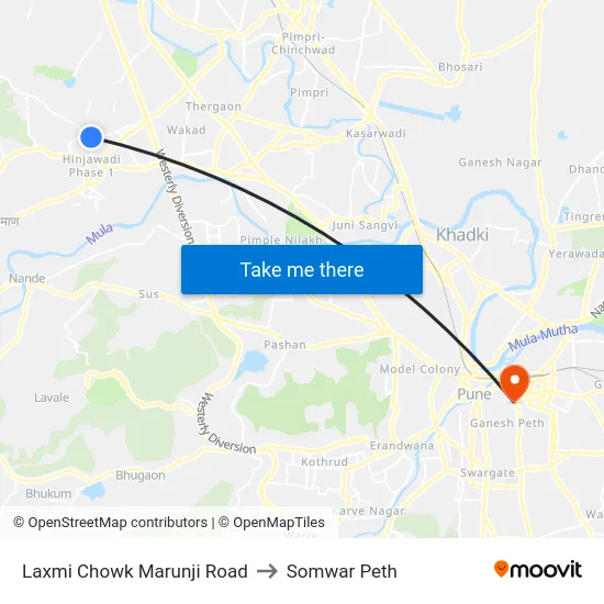 Laxmi Chowk Marunji Road to Somwar Peth map
