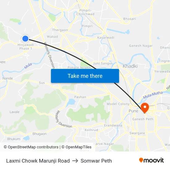 Laxmi Chowk Marunji Road to Somwar Peth map