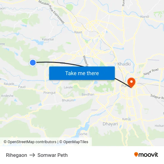 Rihegaon to Somwar Peth map