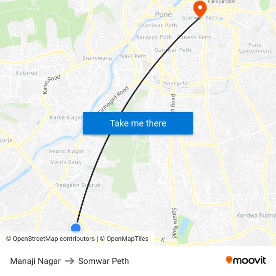 Manaji Nagar to Somwar Peth map