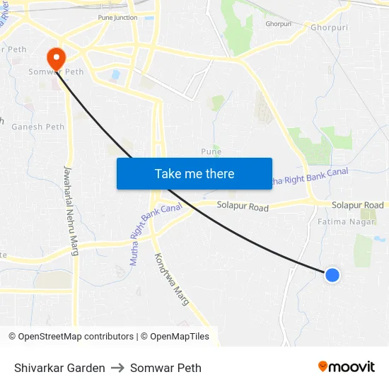 Shivarkar Garden to Somwar Peth map