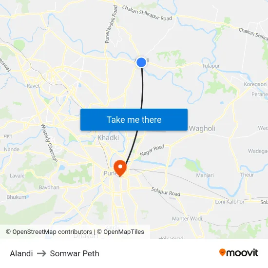 Alandi to Somwar Peth map