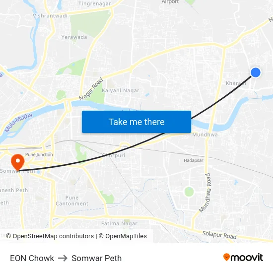 EON Chowk to Somwar Peth map