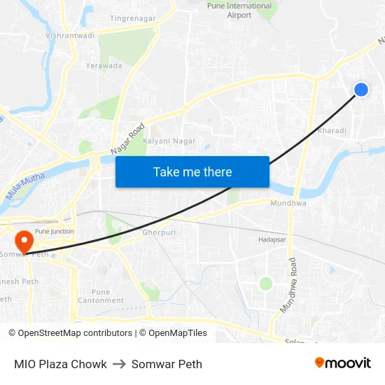 MIO Plaza Chowk to Somwar Peth map
