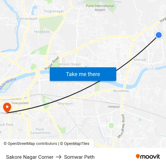 Sakore Nagar Corner to Somwar Peth map