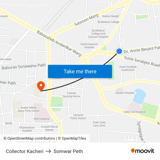Collector Kacheri to Somwar Peth map