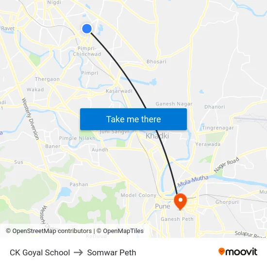 CK Goyal School to Somwar Peth map