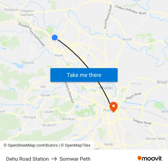 Dehu Road Station to Somwar Peth map