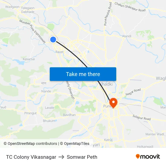 TC Colony Vikasnagar to Somwar Peth map