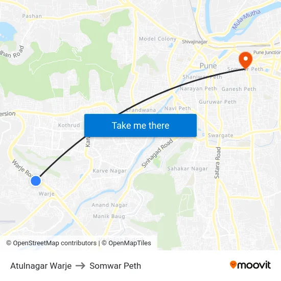 Atulnagar Warje to Somwar Peth map