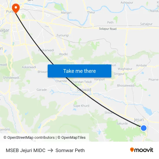 MSEB Jejuri MIDC to Somwar Peth map