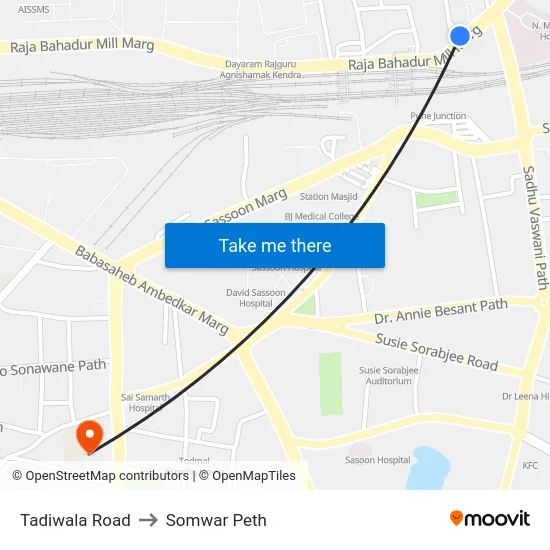 Tadiwala Road to Somwar Peth map