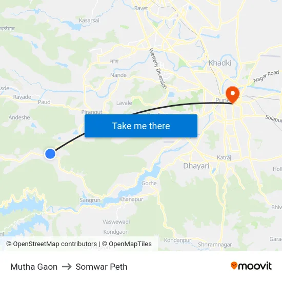 Mutha Gaon to Somwar Peth map