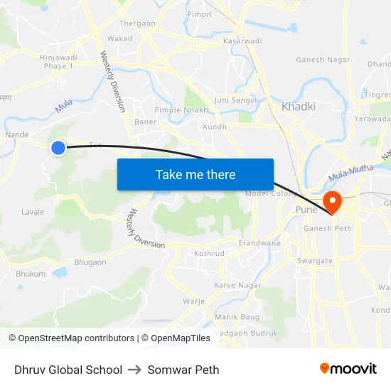 Dhruv Global School to Somwar Peth map