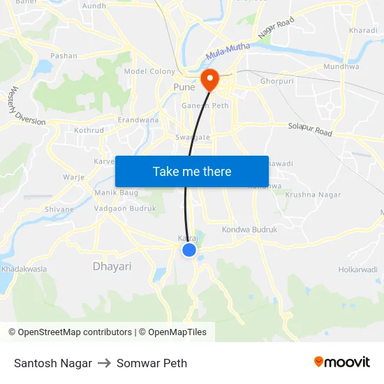 Santosh Nagar to Somwar Peth map