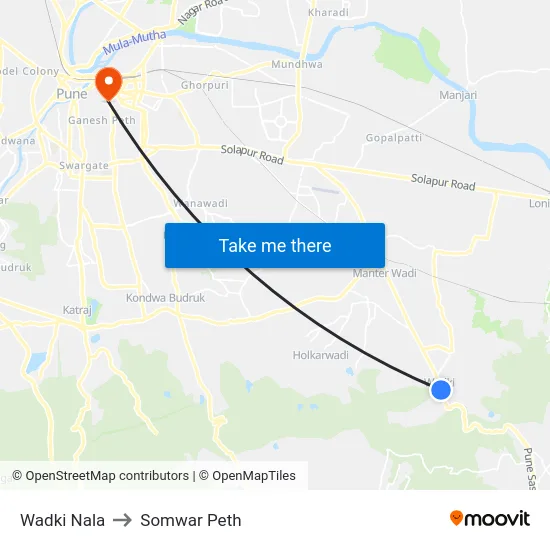 Wadki Nala to Somwar Peth map