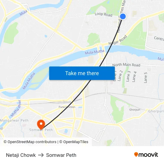 Netaji Chowk to Somwar Peth map