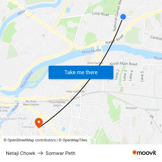 Netaji Chowk to Somwar Peth map