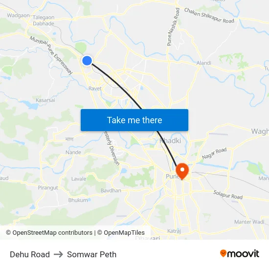 Dehu Road to Somwar Peth map