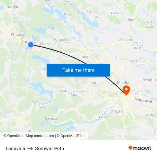 Lonavala to Somwar Peth map