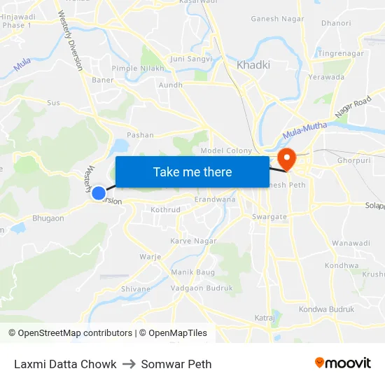 Laxmi Datta Chowk to Somwar Peth map