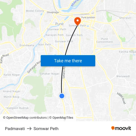 Padmavati to Somwar Peth map