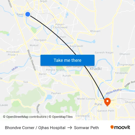 Bhondve Corner / Ojhas Hospital to Somwar Peth map