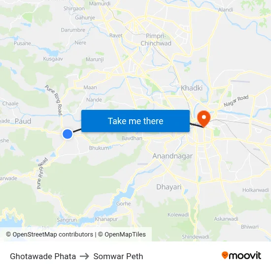 Ghotawade Phata to Somwar Peth map