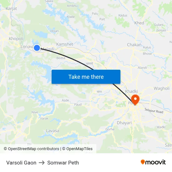 Varsoli Gaon to Somwar Peth map