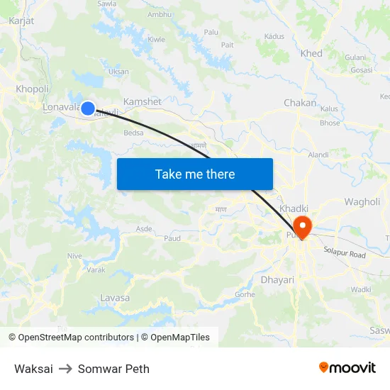 Waksai to Somwar Peth map