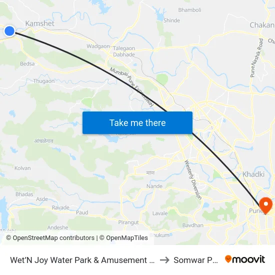 Wet’N Joy Water Park & Amusement Park to Somwar Peth map