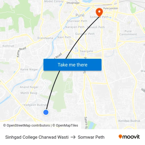Sinhgad College Charwad Wasti to Somwar Peth map