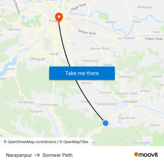 Narayanpur to Somwar Peth map