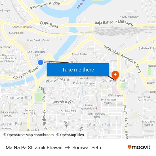 Ma.Na.Pa Shramik Bhavan to Somwar Peth map