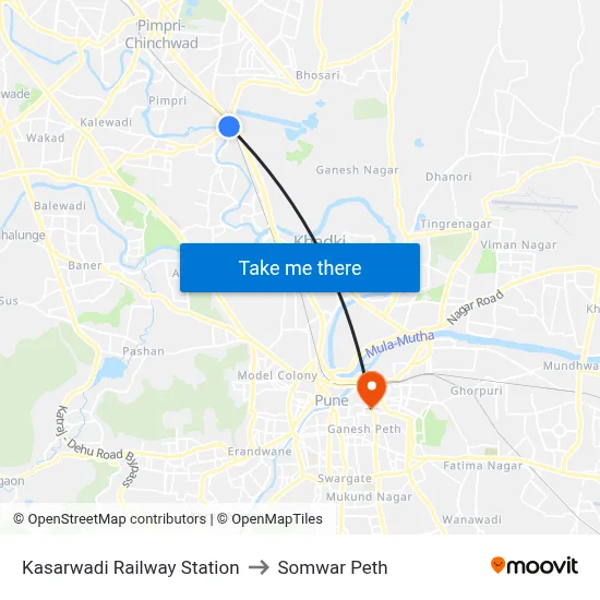 Kasarwadi Railway Station to Somwar Peth map