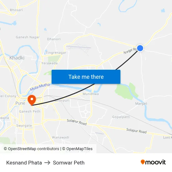 Kesnand Phata to Somwar Peth map
