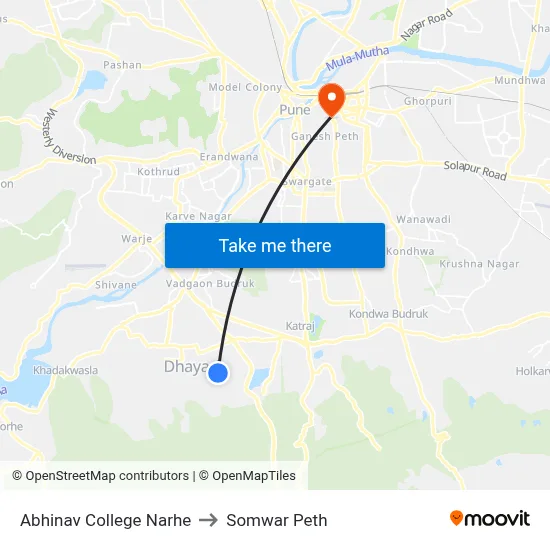 Abhinav College Narhe to Somwar Peth map