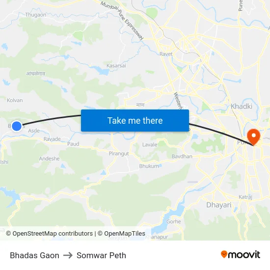 Bhadas Gaon to Somwar Peth map