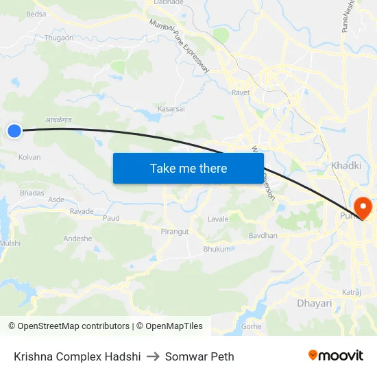 Krishna Complex Hadshi to Somwar Peth map