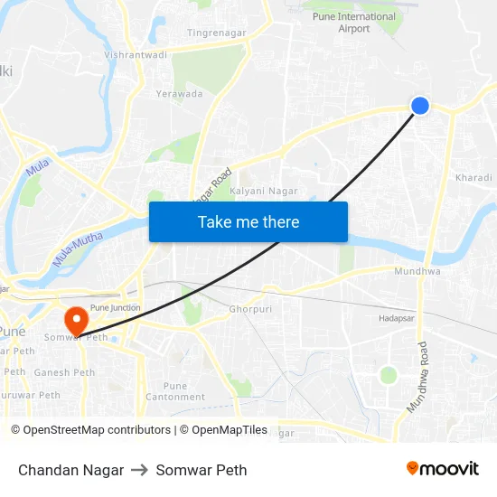Chandan Nagar to Somwar Peth map
