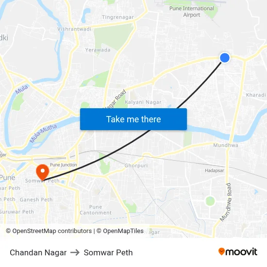 Chandan Nagar to Somwar Peth map