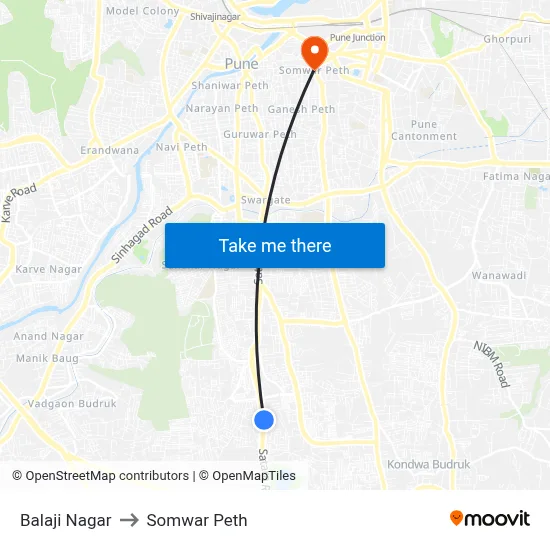 Balaji Nagar to Somwar Peth map